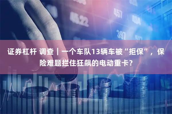 证券杠杆 调查｜一个车队13辆车被“拒保”，保险难题拦住狂飙的电动重卡？
